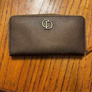 Christian Dior Gold Zip Around Wallet
